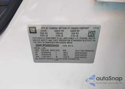 2016 GMC Terrain Slt z USA, uszkodzony, nr VIN 2GKFLPE38G6236432